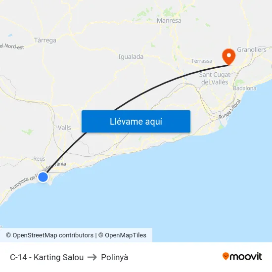 C-14 - Karting Salou to Polinyà map