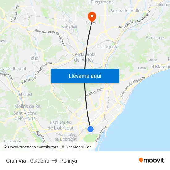 Gran Via - Calàbria to Polinyà map