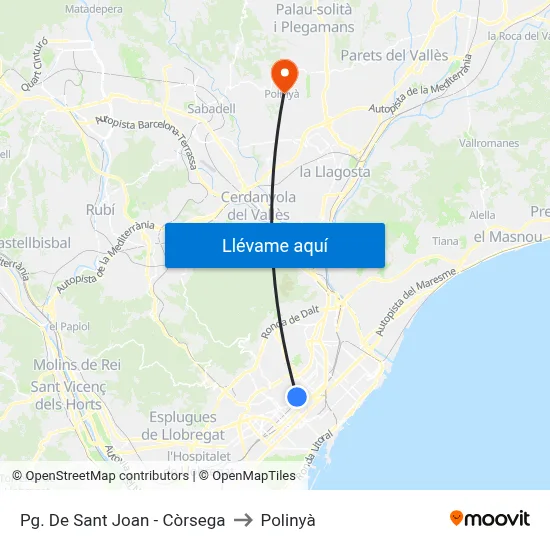Pg. De Sant Joan - Còrsega to Polinyà map