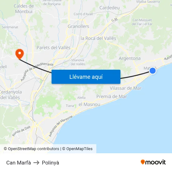 Can Marfà to Polinyà map