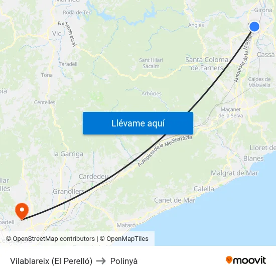 Vilablareix (El Perelló) to Polinyà map
