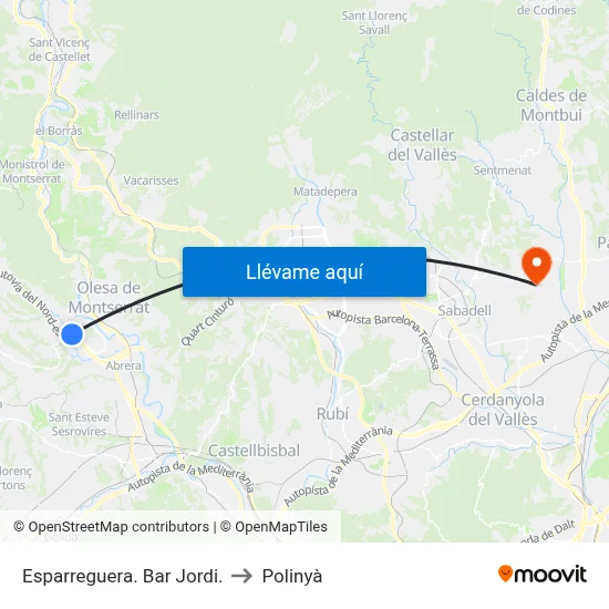Esparreguera. Bar Jordi. to Polinyà map