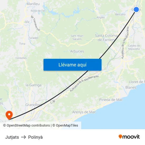 Jutjats to Polinyà map