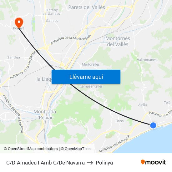 C/D`Amadeu I Amb C/De Navarra to Polinyà map
