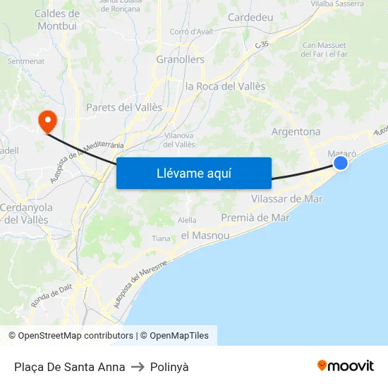 Plaça De Santa Anna to Polinyà map