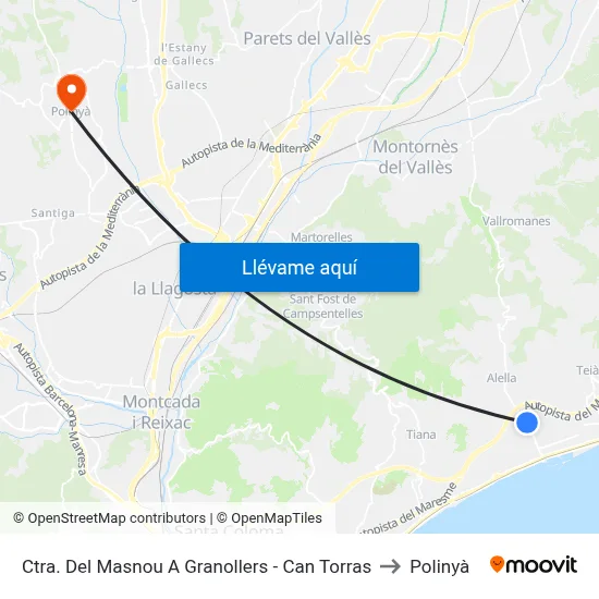 Ctra. Del Masnou A Granollers - Can Torras to Polinyà map