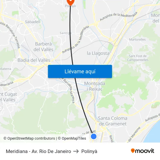 Meridiana - Av. Rio De Janeiro to Polinyà map