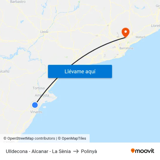 Ulldecona - Alcanar - La Sènia to Polinyà map