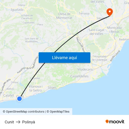 Cunit to Polinyà map