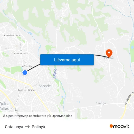 Catalunya to Polinyà map