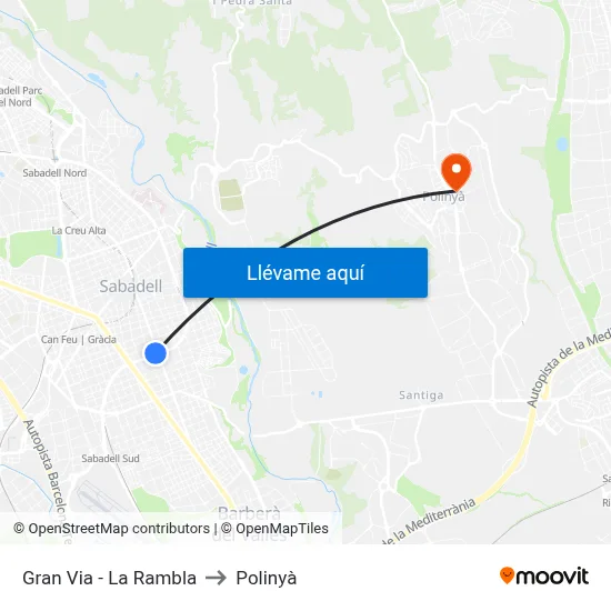 Gran Via - La Rambla to Polinyà map