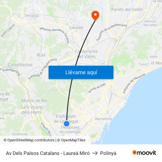 Av Dels Països Catalans - Laureà Miró to Polinyà map