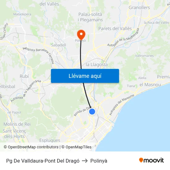 Pg De Valldaura-Pont Del Dragó to Polinyà map