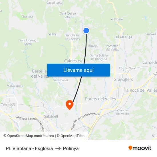 Pl. Viaplana - Església to Polinyà map