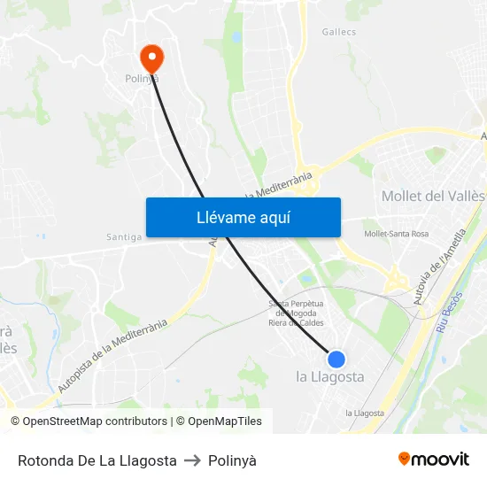 Rotonda De La Llagosta to Polinyà map