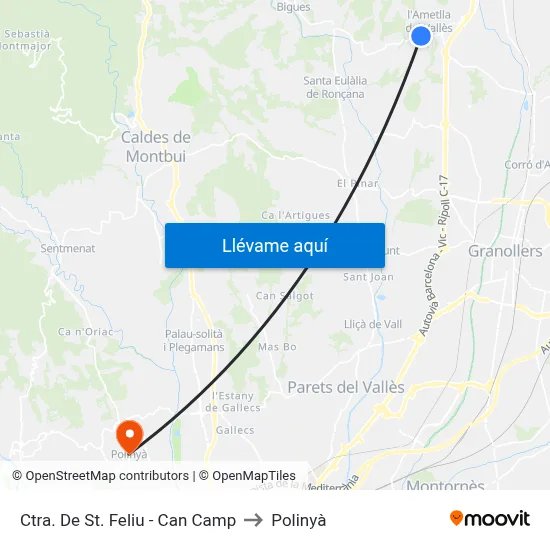 Ctra. De St. Feliu - Can Camp to Polinyà map