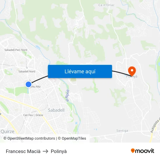 Francesc Macià to Polinyà map