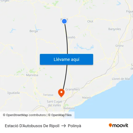 Estació D'Autobusos De Ripoll to Polinyà map