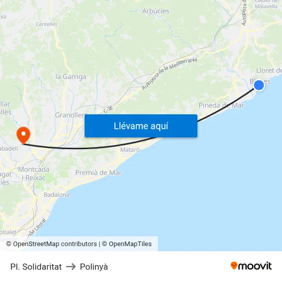 Pl. Solidaritat to Polinyà map