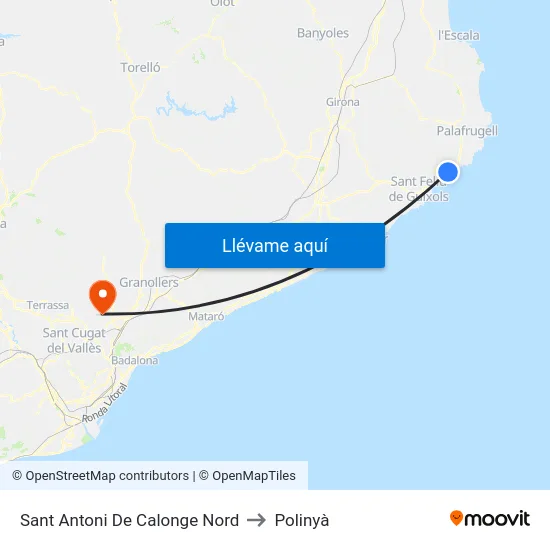Sant Antoni De Calonge Nord to Polinyà map