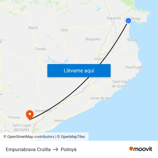 Empuriabrava Cruïlla to Polinyà map