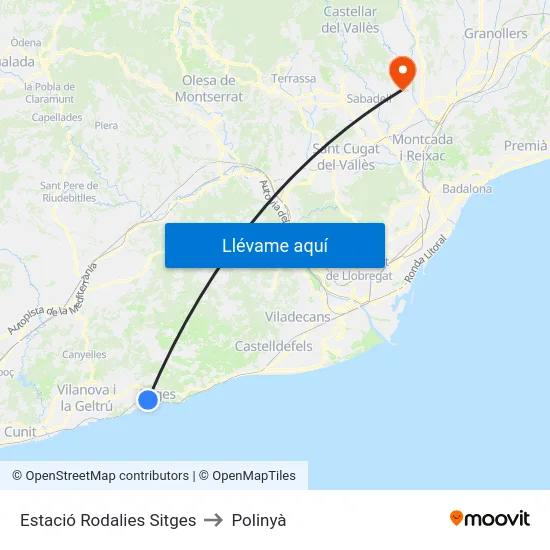 Estació Rodalies Sitges to Polinyà map