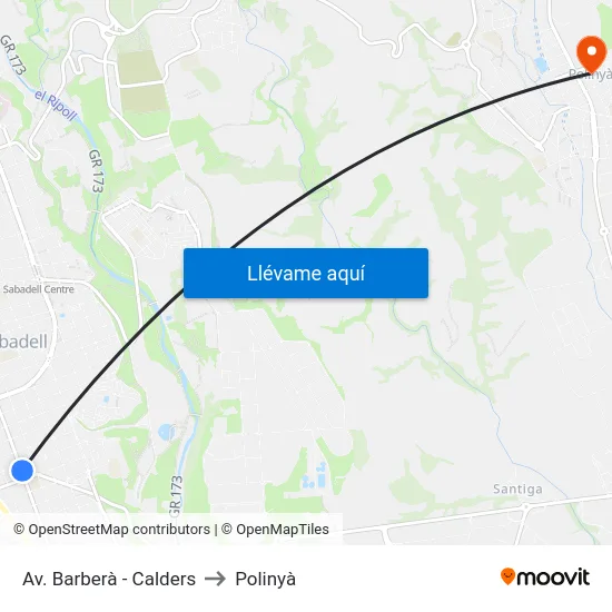 Av. Barberà - Calders to Polinyà map