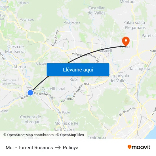 Mur - Torrent Rosanes to Polinyà map