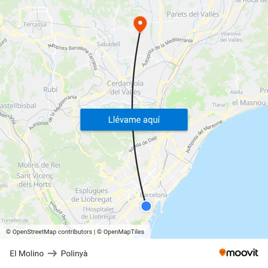 El Molino to Polinyà map