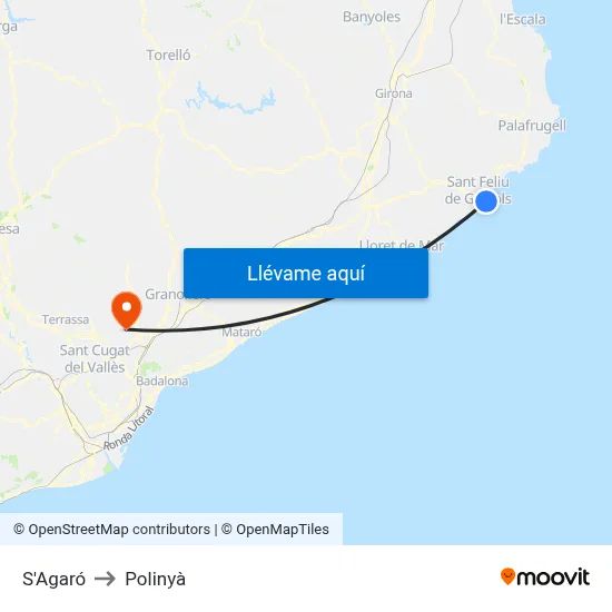 S'Agaró to Polinyà map
