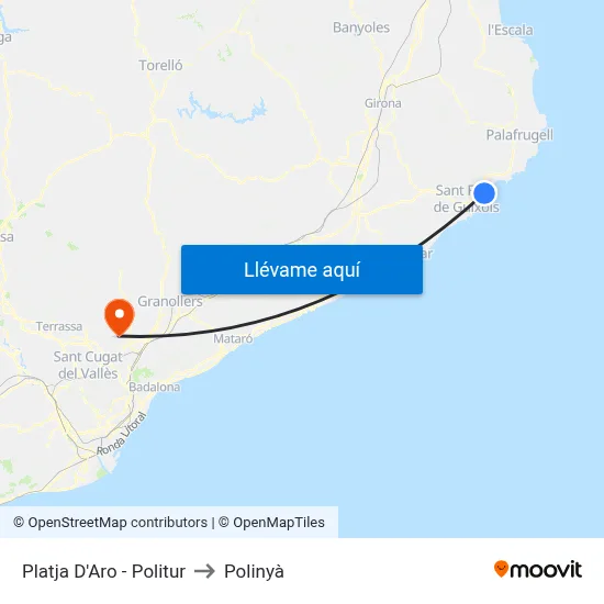 Platja D'Aro - Politur to Polinyà map