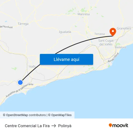 Centre Comercial La Fira to Polinyà map