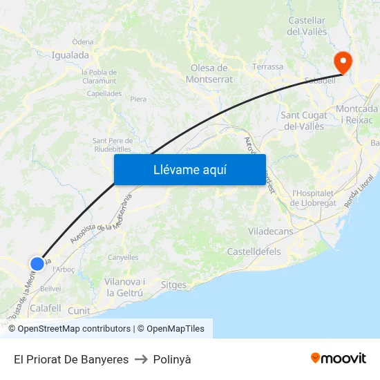 El Priorat De Banyeres to Polinyà map