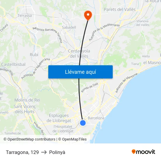 Tarragona, 129 to Polinyà map