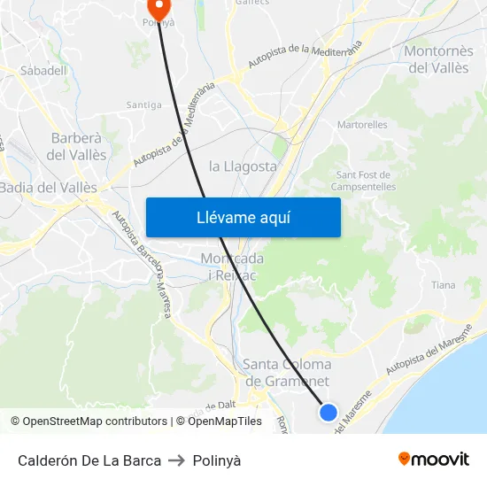 Calderón De La Barca to Polinyà map
