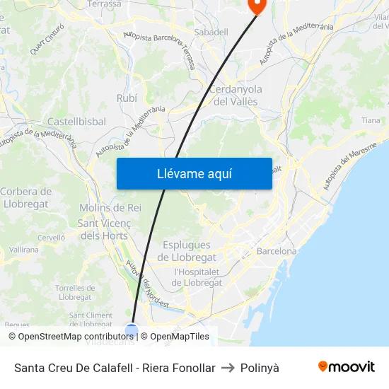 Santa Creu De Calafell - Riera Fonollar to Polinyà map