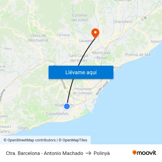 Ctra. Barcelona - Antonio Machado to Polinyà map