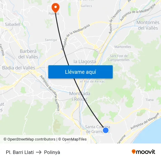 Pl. Barri Llatí to Polinyà map