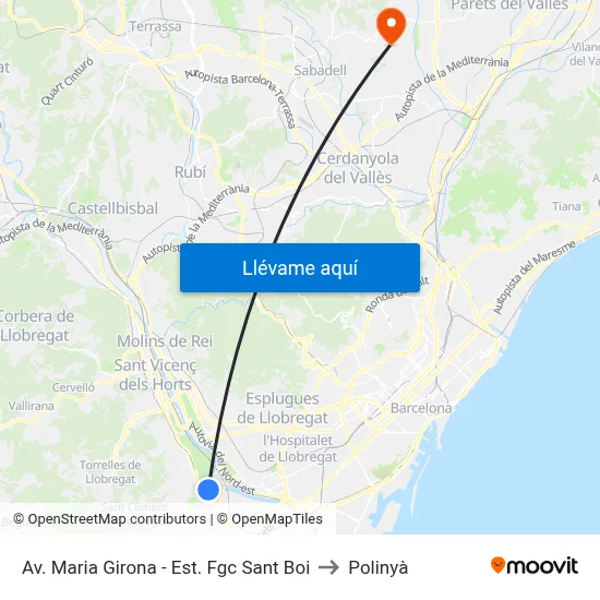 Av. Maria Girona - Est. Fgc Sant Boi to Polinyà map