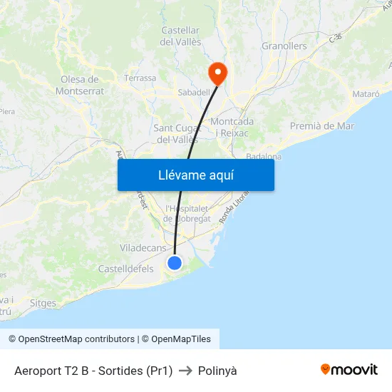 Aeroport T2b - Sortides to Polinyà map