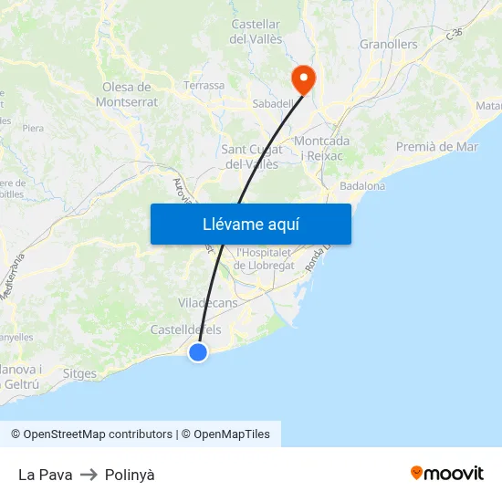 La Pava to Polinyà map