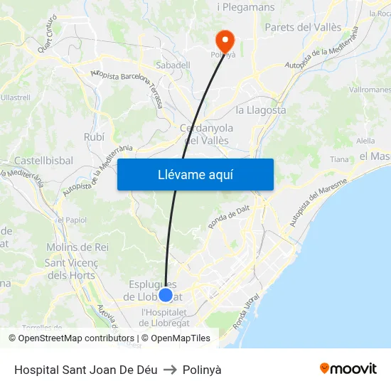 Hospital Sant Joan De Déu to Polinyà map
