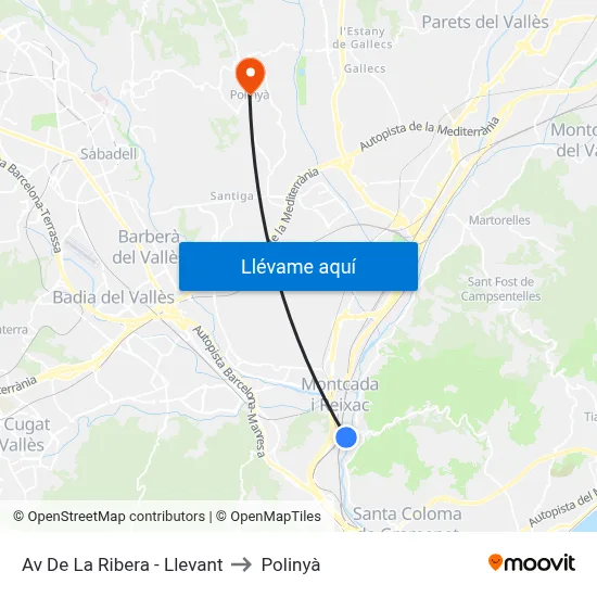 Av De La Ribera - Llevant to Polinyà map