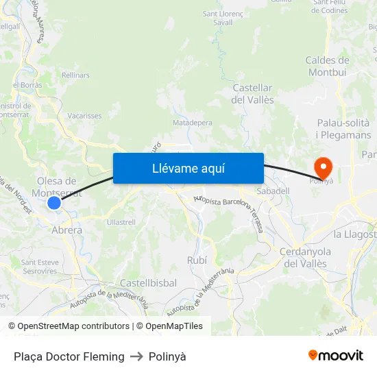 Plaça Doctor Fleming to Polinyà map