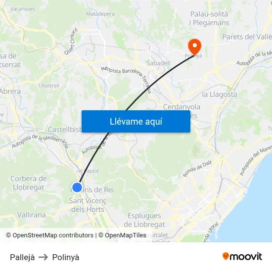 Pallejà to Polinyà map