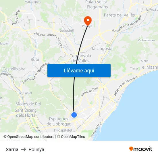 Sarrià to Polinyà map