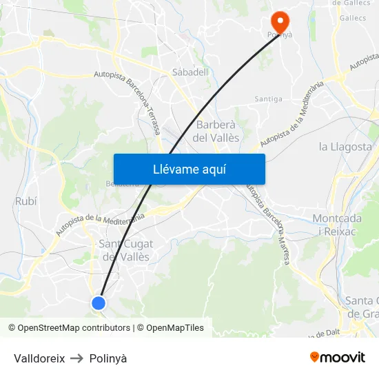 Valldoreix to Polinyà map