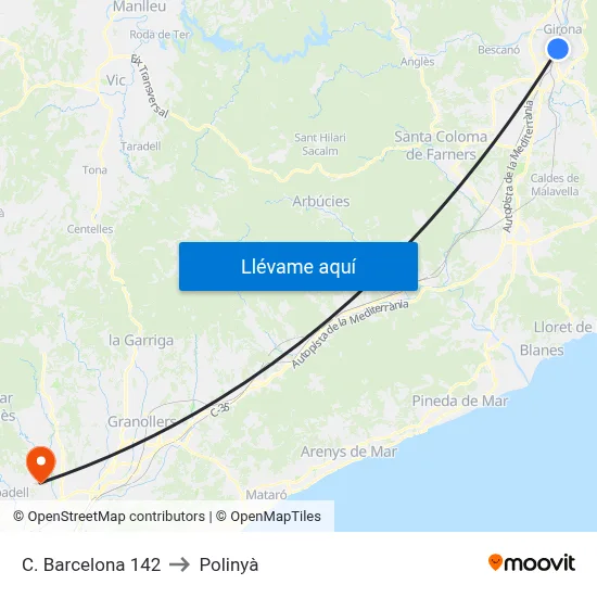 C. Barcelona  142 to Polinyà map