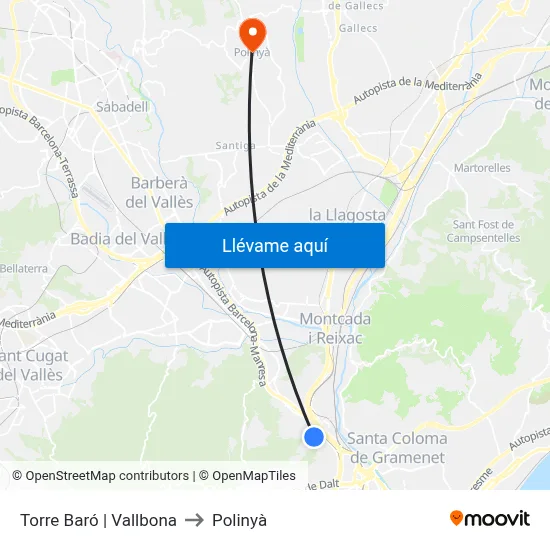 Torre Baró | Vallbona to Polinyà map