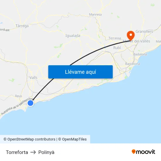 Torreforta to Polinyà map